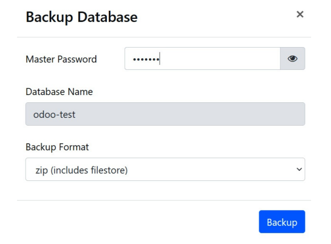 Backup Database dialog
