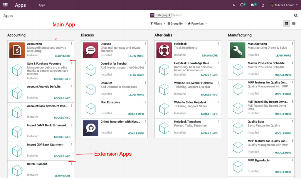 Grouping apps by category