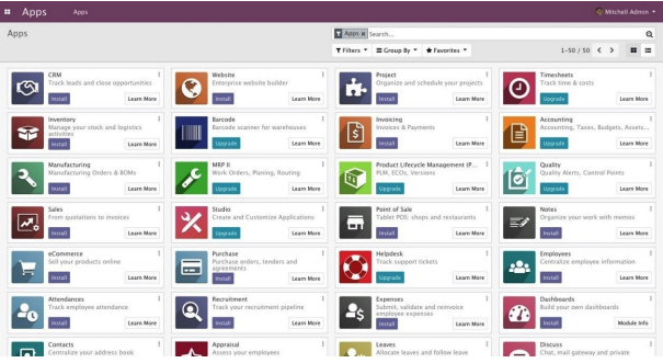 List of Odoo apps