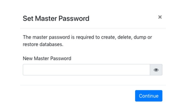 Setting a new master password dialog